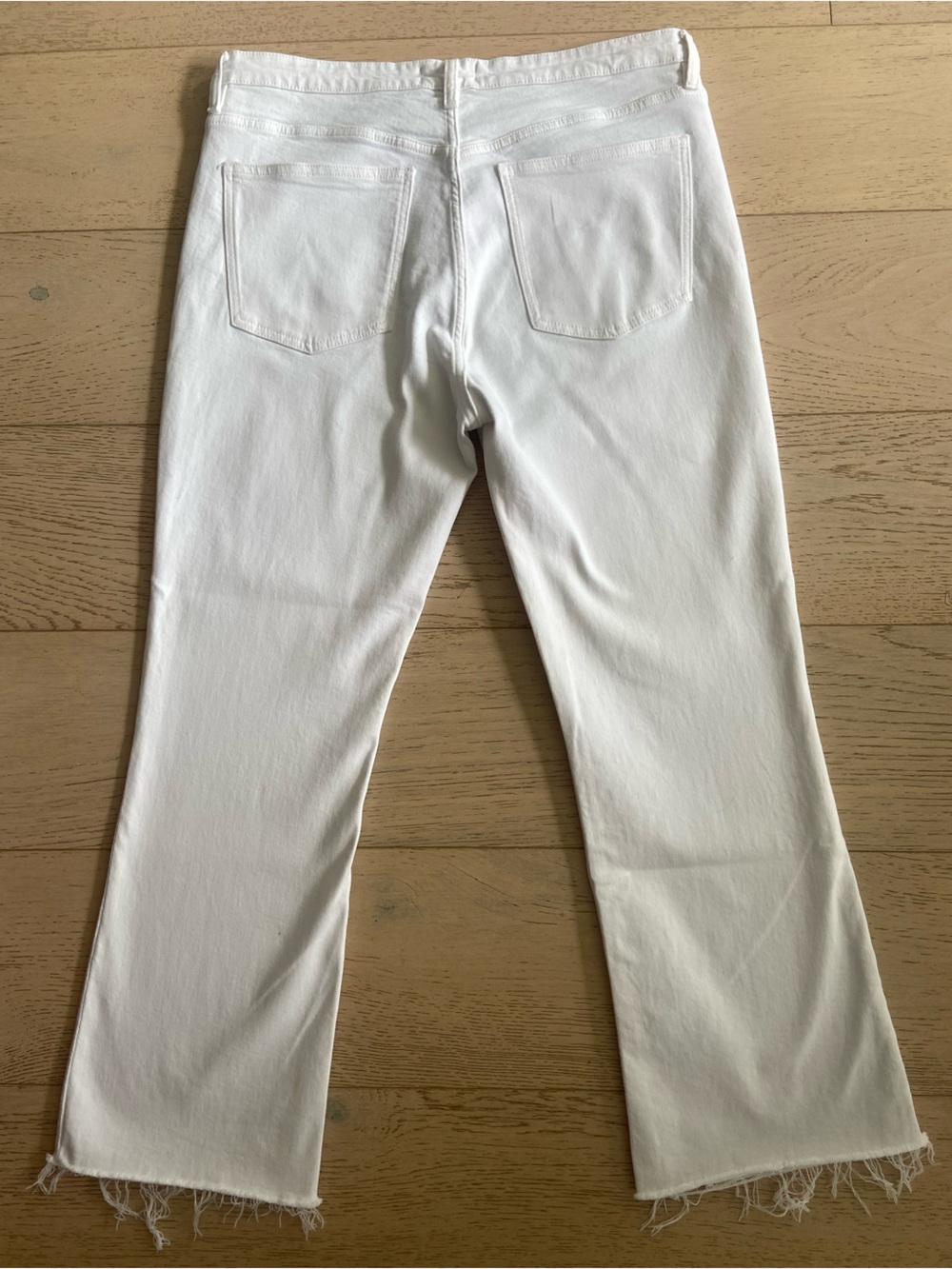 ZARA TRF High Rise Straight Ankle Jeans Size 14 White Raw Hem EUC - Picture 4 of 10